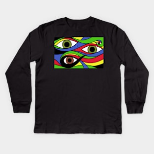 Trippy Eyeball Red Kids Long Sleeve T-Shirt